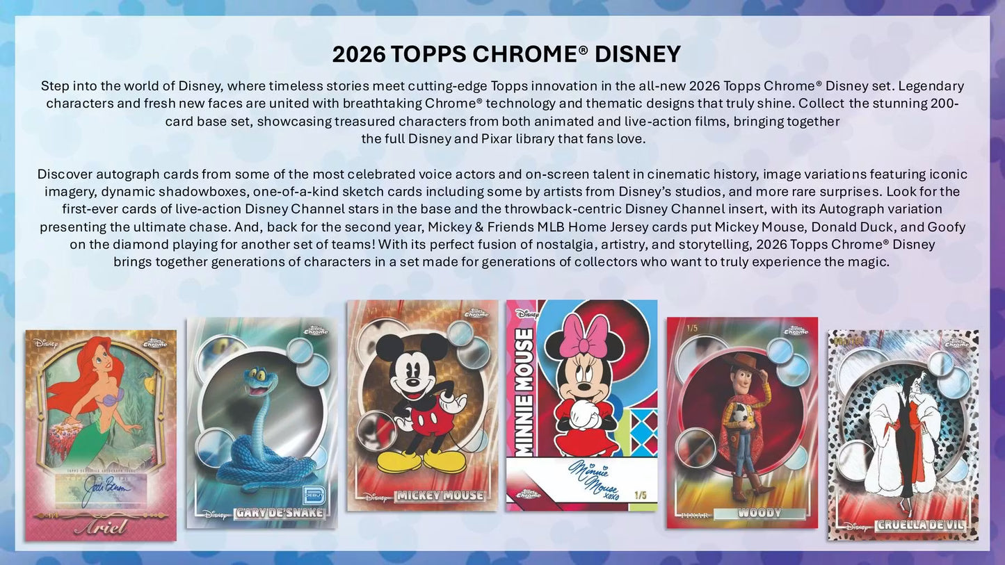 2026 Topps Chrome Disney Hobby Box - Sealed Wax - (Presell)