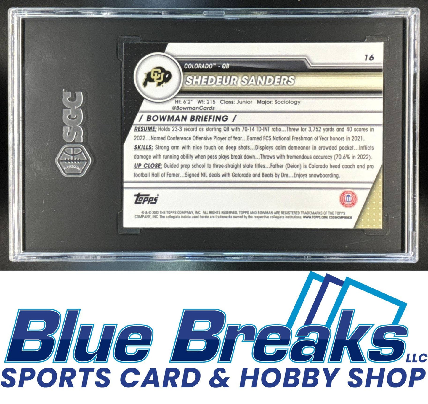 2023 Bowman University Chrome Shedeur Sanders [RC] #16 a SGC 10 Buffaloes