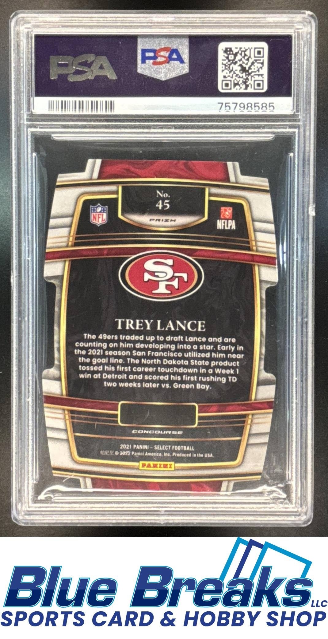 2021 Panini Select Trey Lance #45 Silver Prizm Die Cut RC Concourse PSA 9