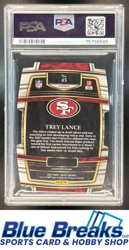 2021 Panini Select Trey Lance #45 Silver Prizm Die Cut RC Concourse PSA 9