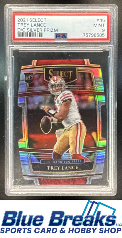2021 Panini Select Trey Lance #45 Silver Prizm Die Cut RC Concourse PSA 9