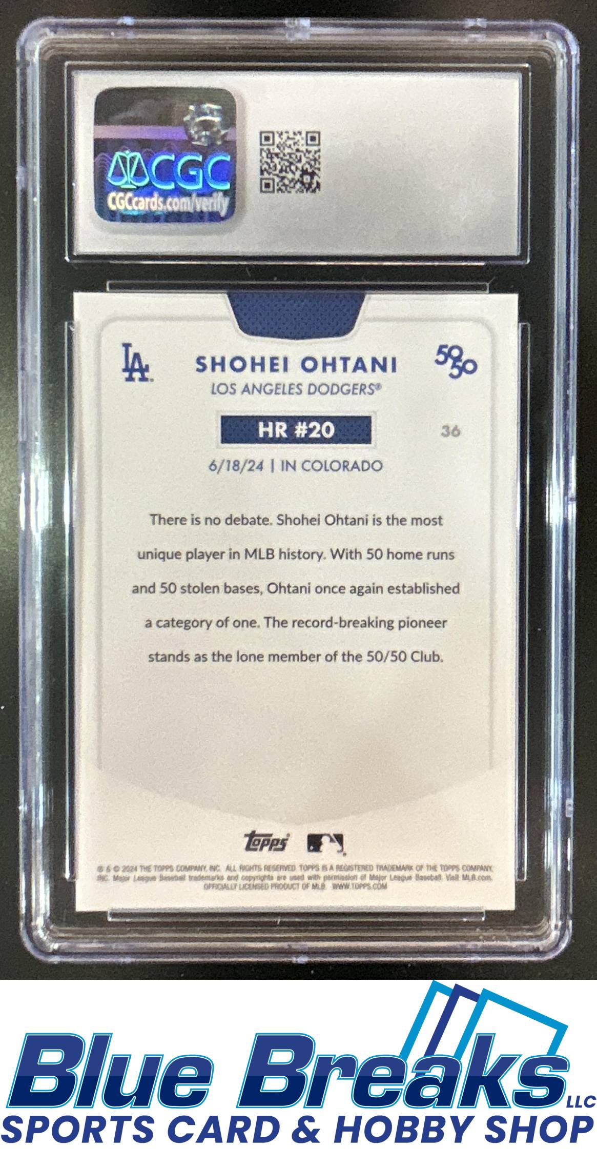 2024 Topps 50/50: Shohei Ohtani #36 CGC 9.5 Los Angeles Dodgers