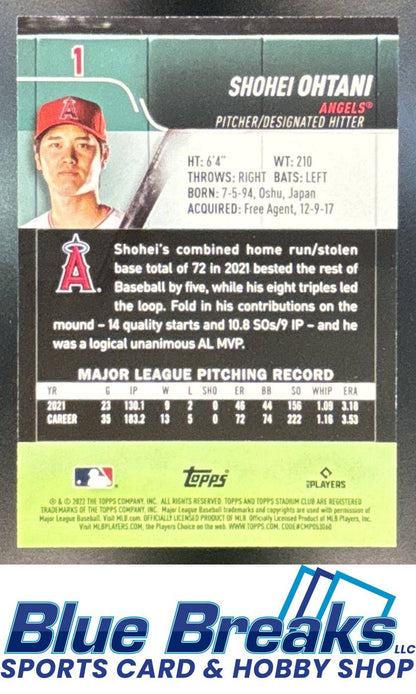 2022 Topps Stadium Club Shohei Ohtani [RC] #1 Los Angeles Angels