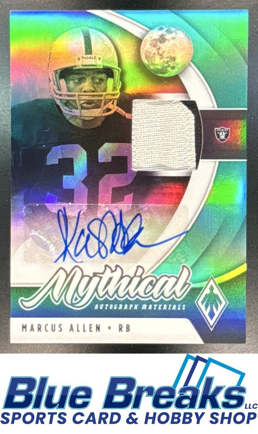 2021 Panini Phoenix Marcus Allen #MAM-MAL Mythical Auto Materials Green 08/10 Los Angeles Raiders