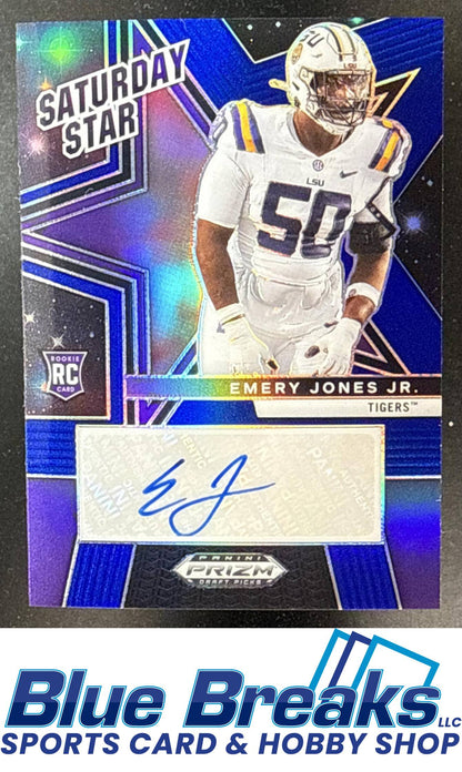 2025 Panini Prizm Draft Picks Emery Jones Jr. #SSS-EJJ Saturday Star Signatures Blue 066/249 Auto Baltimore Ravens