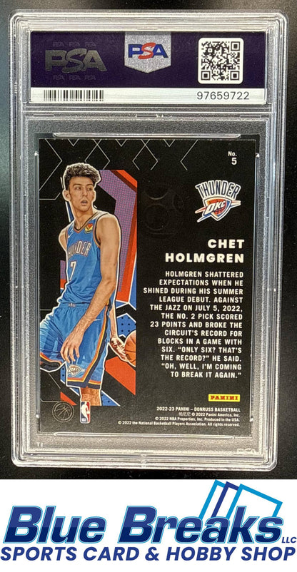 2022 Panini Donruss Chet Holmgren #5 Great X Pectations RC PSA 9 Oklahoma City Thunder
