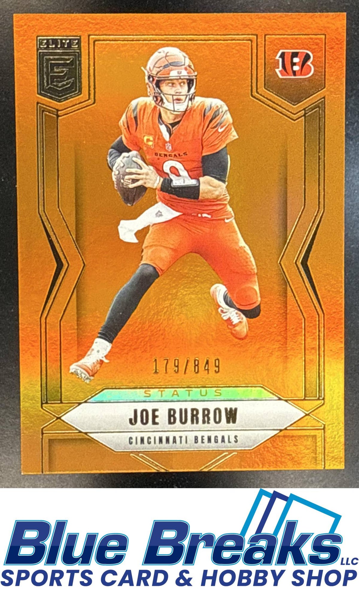 2025 Panini Donruss Elite Joe Burrow #81 Status Metallic Orange 179/849 Cincinnati Bengals