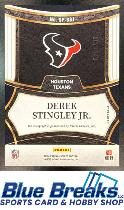 2024 Panini Select Derek Stingley Jr. #SP-DSJ Signatures Blue Prizm 007/149 Auto Houston Texans