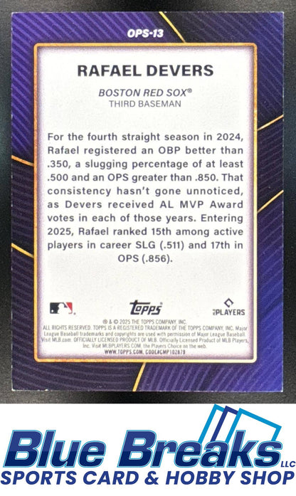 2025 Topps OPS Best Red Foil Rafael Devers 2/5 #OPS-13 Boston Red Sox