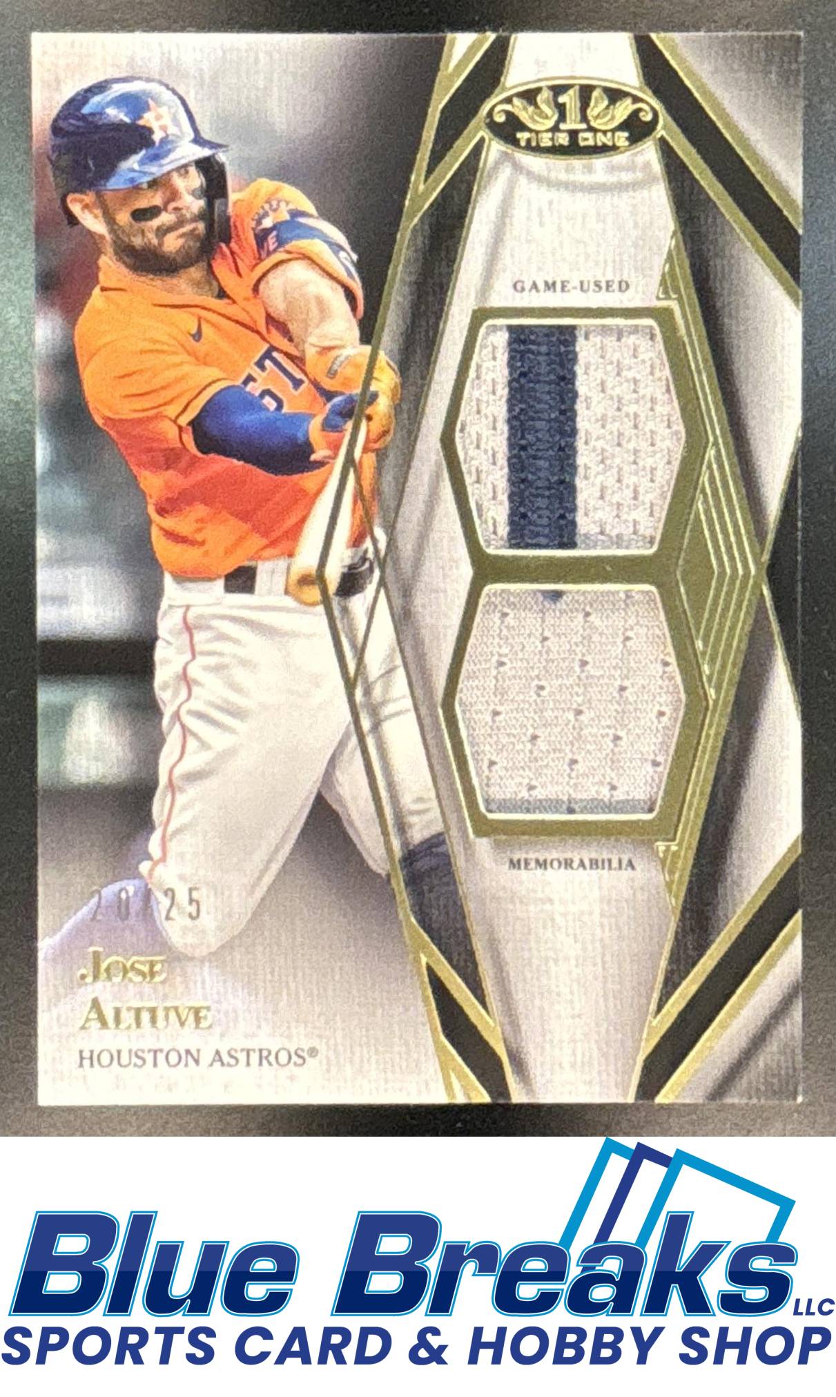 2022 Topps Tier One Jose Altuve #T2R-JA Relics Dual Patch 20/25 Houston Astros
