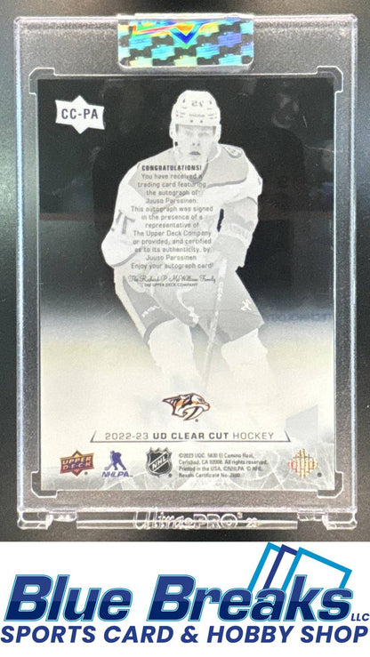 2022-23 Upper Deck Clear Cut Juuso Parssinen RC #CC-PA Auto Nashville Predators