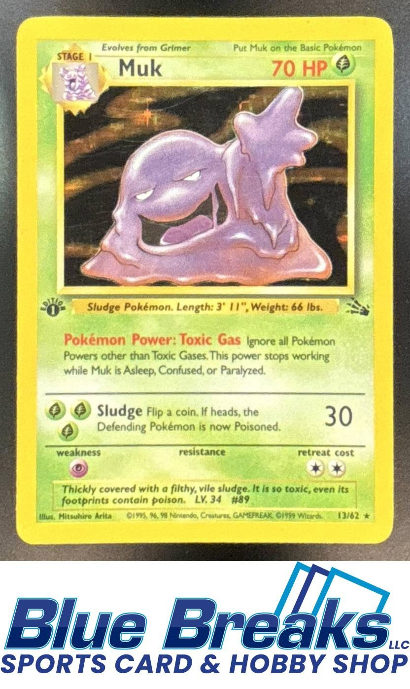 1999 Pokemon Fossil 1st Edition Muk #13/62