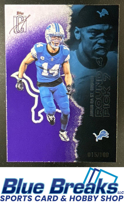 2025 Topps Signature Class Amon-Ra St. Brown #19 Veteran Purple Foil 015/100 Detroit Lions
