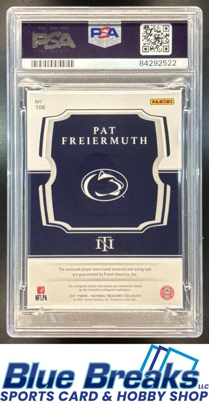 2021 Panini National Treasures Collegiate Pat Freiermuth #106 54/99 Relic Auto RC PSA 8