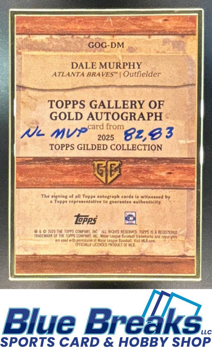 2025 Topps Gilded Collection Dale Murphy #GOG-DM Gallery of Gold Auto 03/10 Atlanta Braves