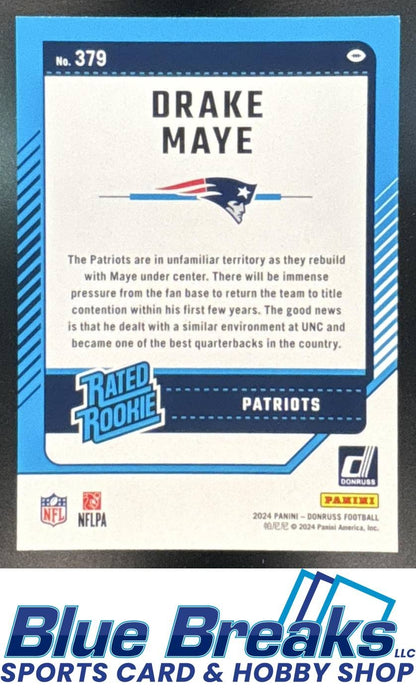 2024 Panini Donruss Drake Maye #379 Press Proof Green RC Rated
