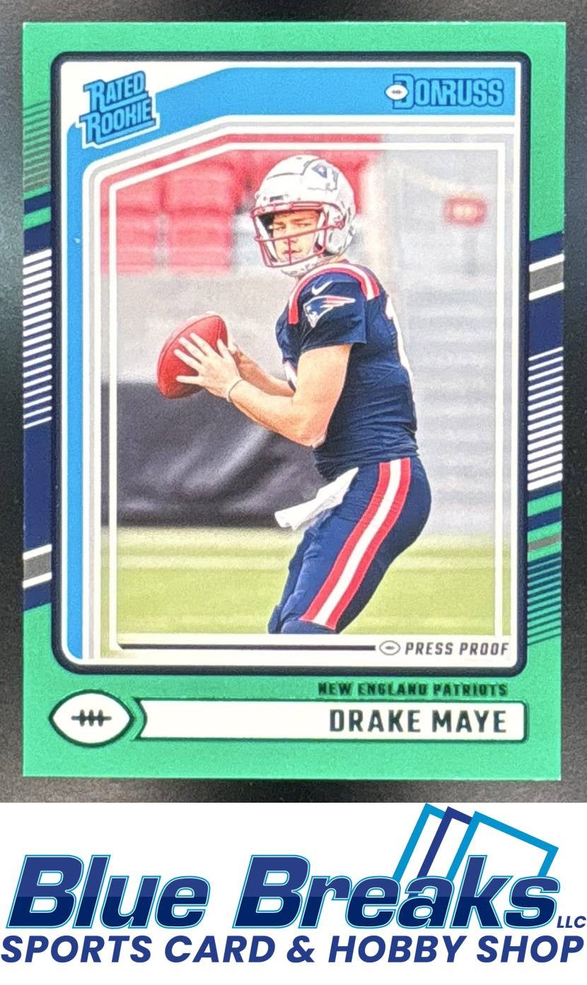 2024 Panini Donruss Drake Maye #379 Press Proof Green RC Rated