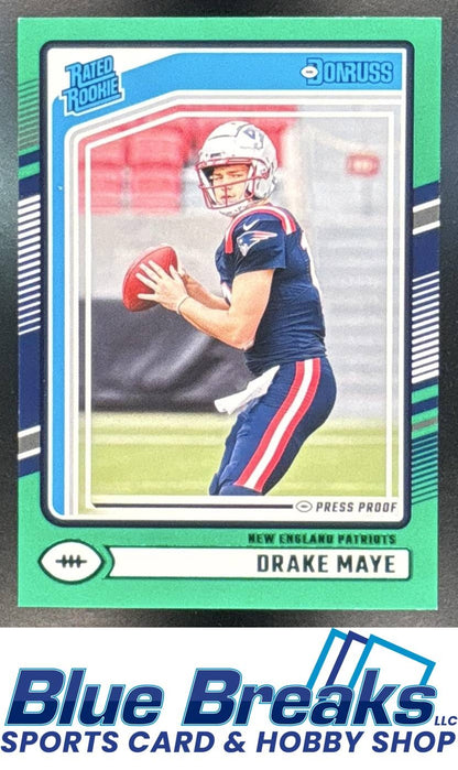 2024 Panini Donruss Drake Maye #379 Press Proof Green RC Rated