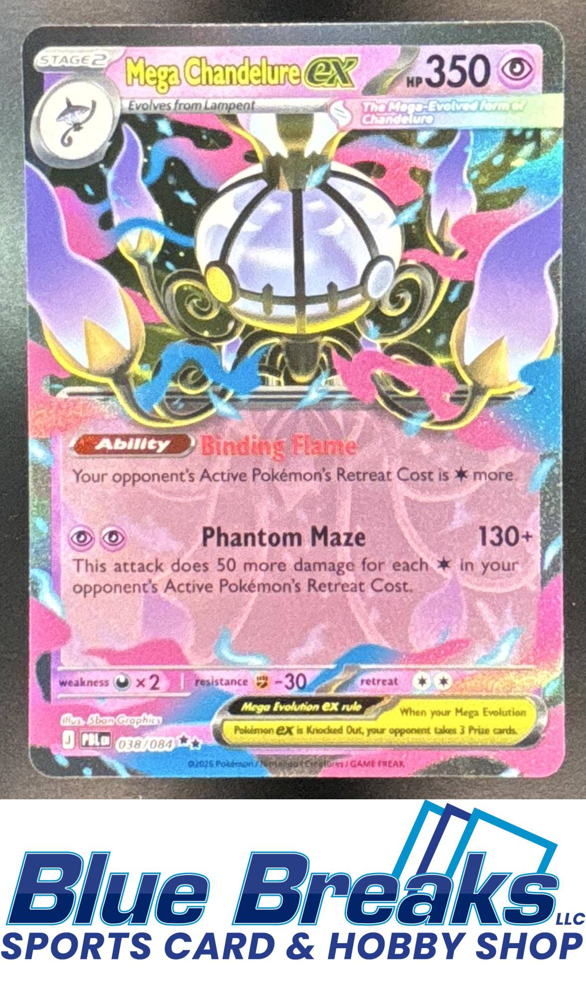 2026 Pokemon Pitch Black Double Rare Mega Chandelure ex #038/084 a