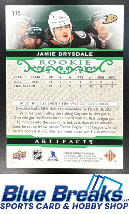 2021 Upper Deck Artifacts Jamie Drysdale #175 Emerald 25/99 RC