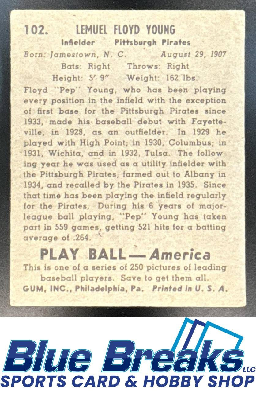 1939 Play Ball Lemuel Floyd Young #102 Pirates