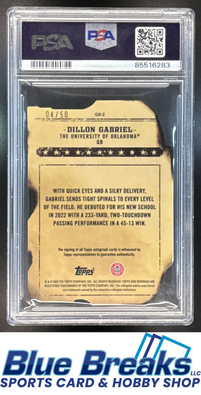 2022 Bowman's Best University Dillon Gabriel #GB-2 Gunslingers & Bandits Die Cut Auto Lava 04/50 PSA 9