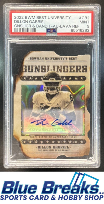 2022 Bowman's Best University Dillon Gabriel #GB-2 Gunslingers & Bandits Die Cut Auto Lava 04/50 PSA 9