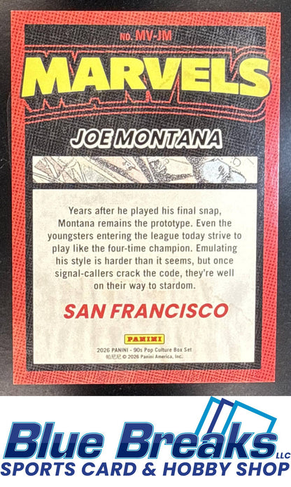 2026 Panini 90s Pop Culture Marvels Red Joe Montana 151/149 #MV-JM San Francisco 49ers