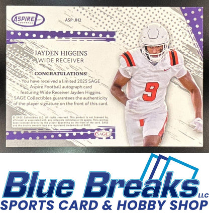 2025 SAGE Aspire Auto Jayden Higgins #ASP-JH2 Houston Texans