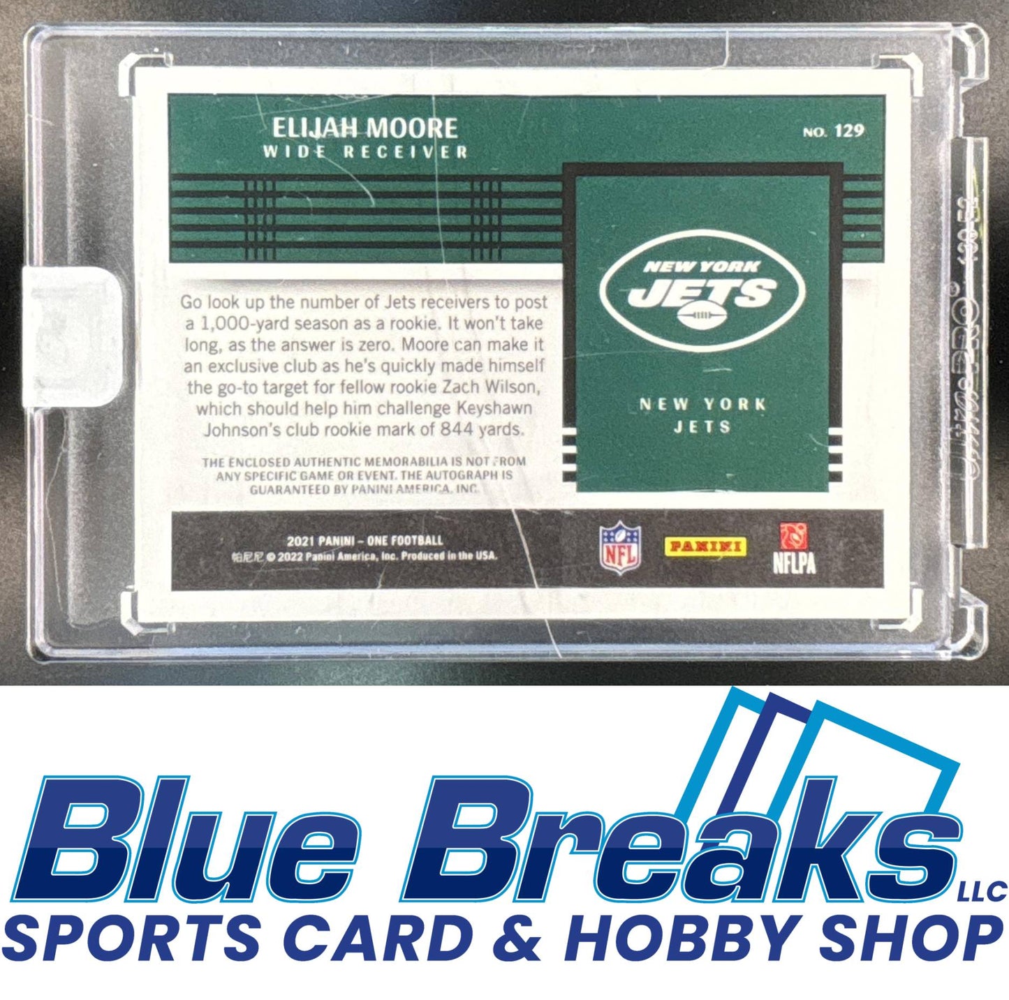 2021 Panini One Bronze Elijah Moore RC 06/25 Rookie #129 Relic Auto New York Jets