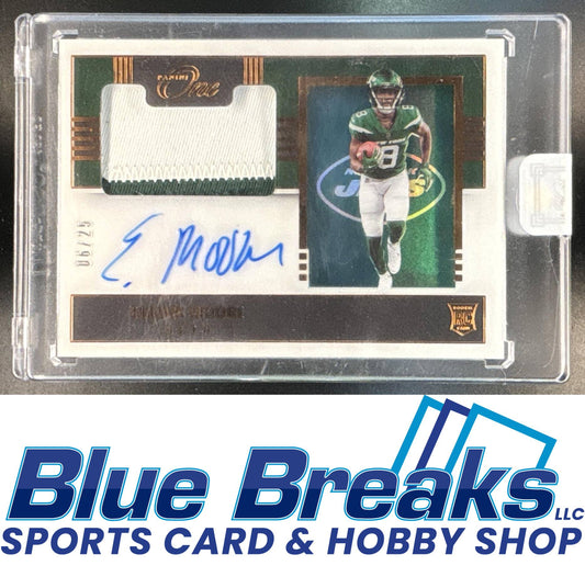 2021 Panini One Bronze Elijah Moore RC 06/25 Rookie #129 Relic Auto New York Jets