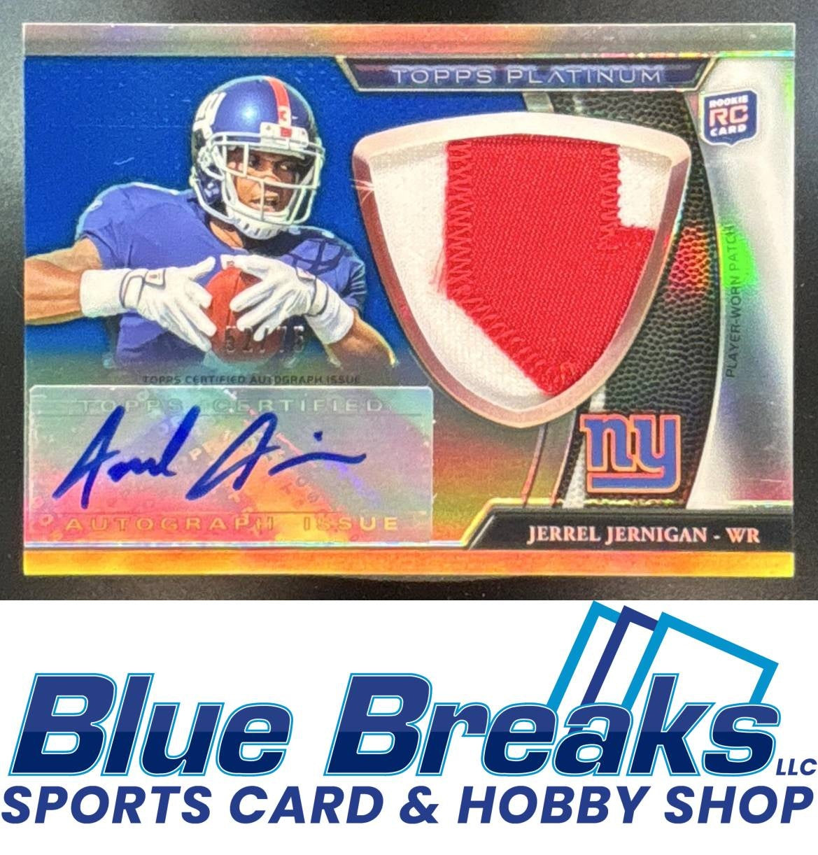 2011 Topps Platinum Jerrel Jernigan #105 Rookie Patch Auto Blue Refractor 52/75 RC