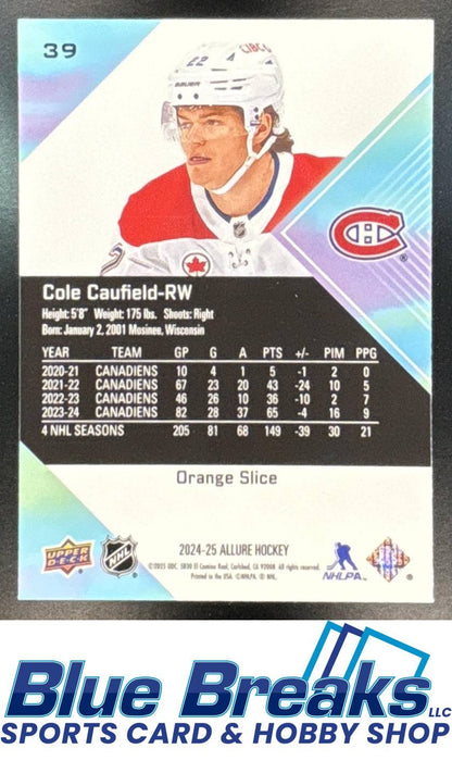 2024 Upper Deck Allure Orange Wave Cole Caufield #39 Canadians