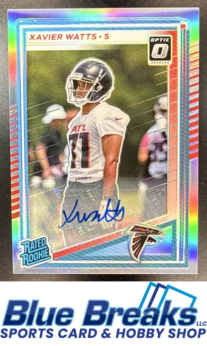 2025 Panini Donruss Xavier Watts #399 Optic Rated Rookie Preview Auto RC Atlanta Falcons