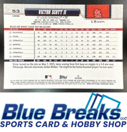 2026 Topps Chrome Victor Scott II #53 Gold Geometric Refractor 47/50 St. Louis Cardinals