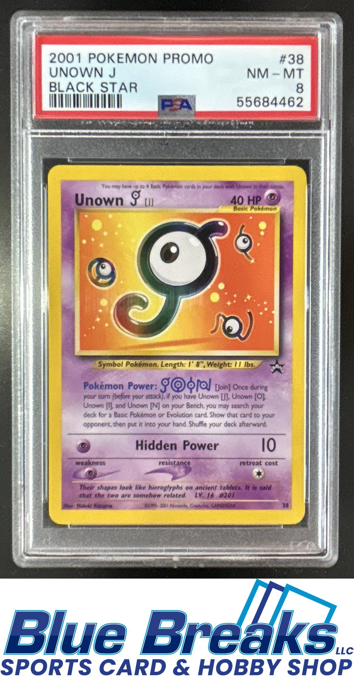 1999 Pokemon Wizards Black Star Promos Unown J #38 PSA 8