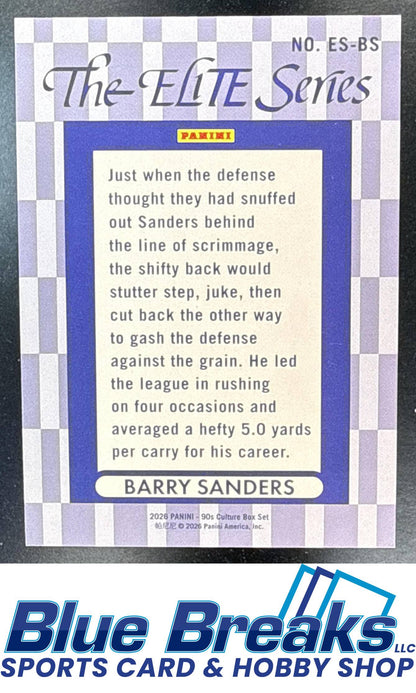 2026 Panini 90s Pop Culture Elite Series Orange Barry Sanders 29/199 #ES-BS Detroit Lions