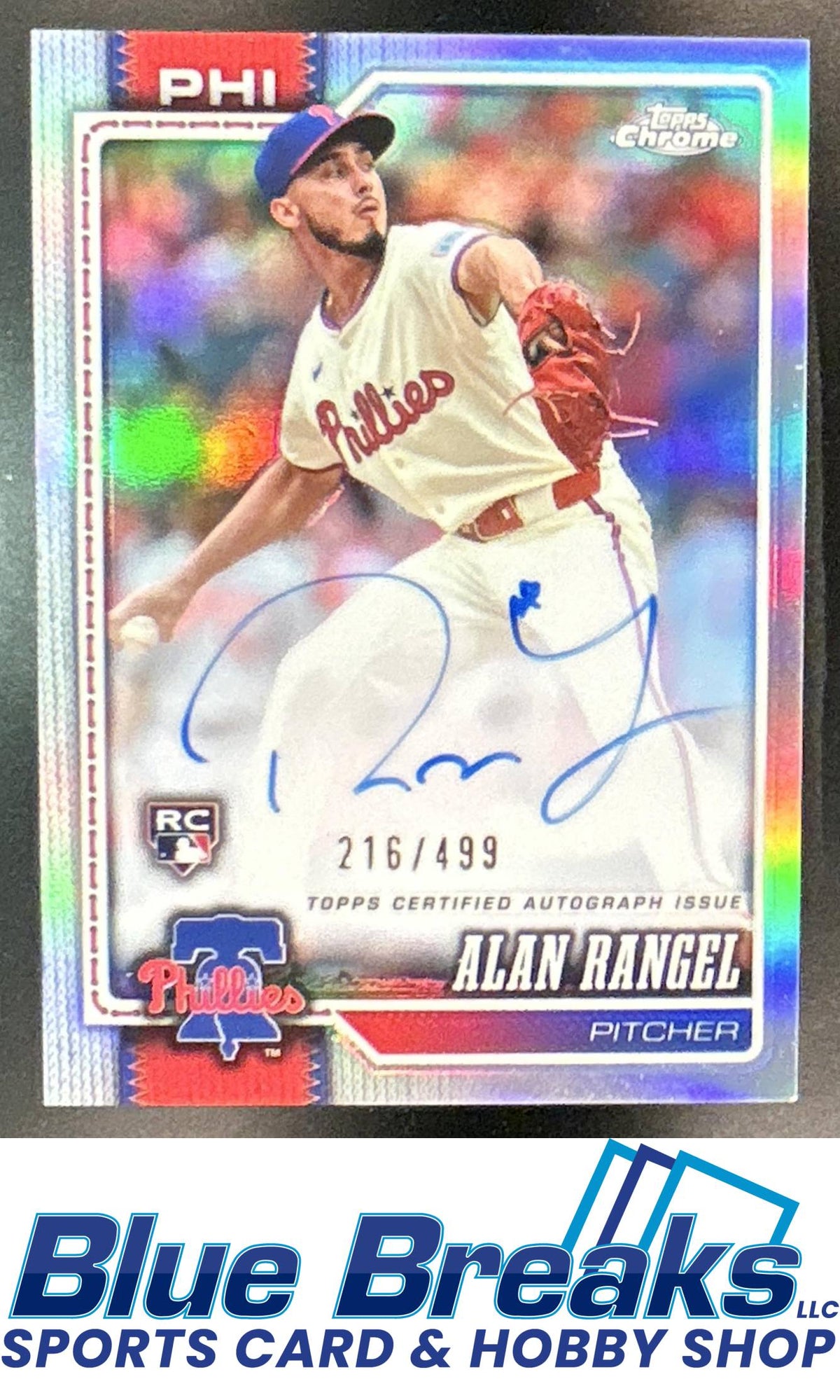 2026 Topps Chrome Alan Rangel #RA-AR Retail Rookie Auto Refractor 216/499 RC Philadelphia Phillies