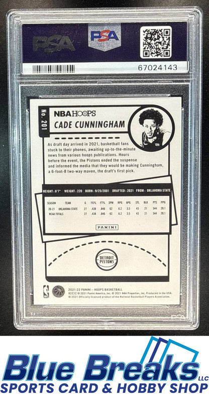 2021-22 Panini Hoops Cade Cunningham [RC] #201 RC PSA 10 Detroit Pistons