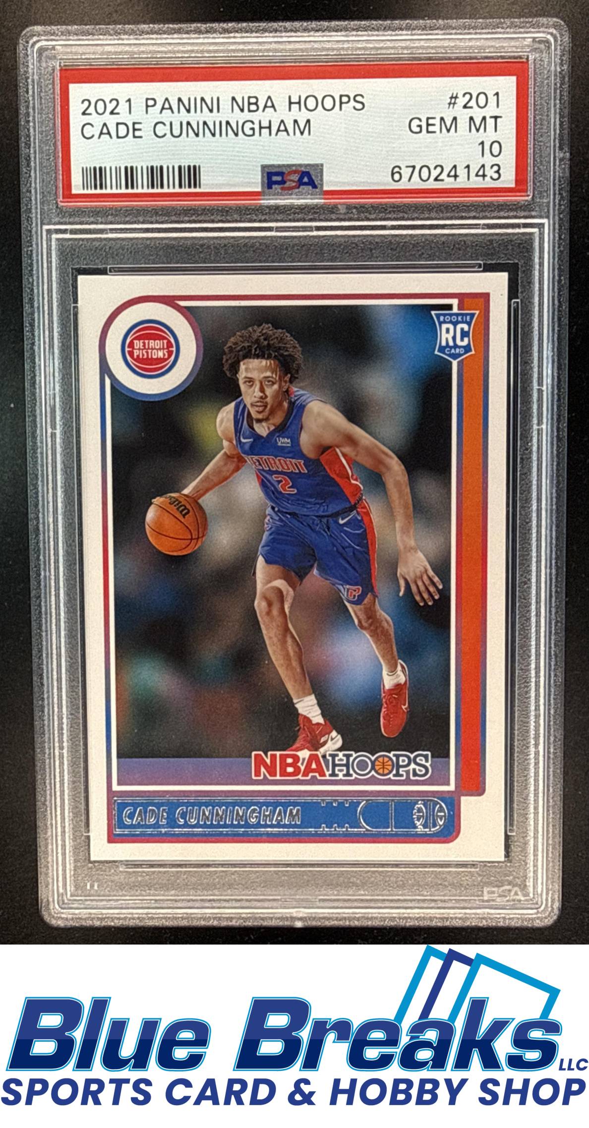2021-22 Panini Hoops Cade Cunningham [RC] #201 RC PSA 10 Detroit Pistons
