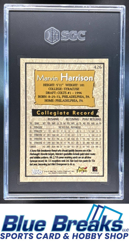 1996 Topps Marvin Harrison [RC] #426 RC SGC 10 Colts