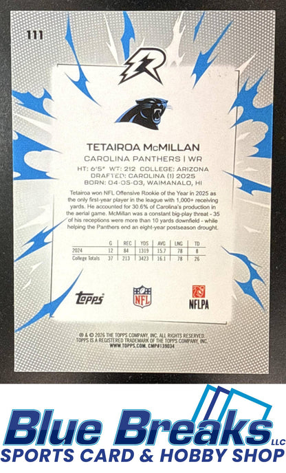 2025 Topps Resurgence Tetairoa McMillan #111 White Surge Refractor 109/125 RC Carolina Panthers