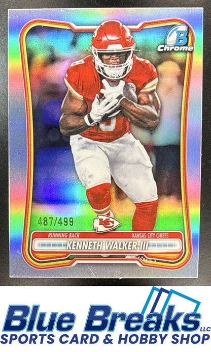 2026 Bowman Kenneth Walker III #BCV-98 Chrome NFL Refractor 487/499 Kansas City Chiefs