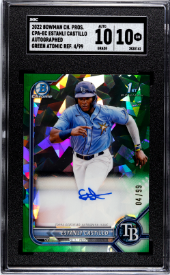 2022 Topps - Bowman Chrome Prospects - Autographed - Green Atomic Refractor - Estanli Castillo - SGC10 - 04/99 - #CPA-EC - Baseball - Rays - drop