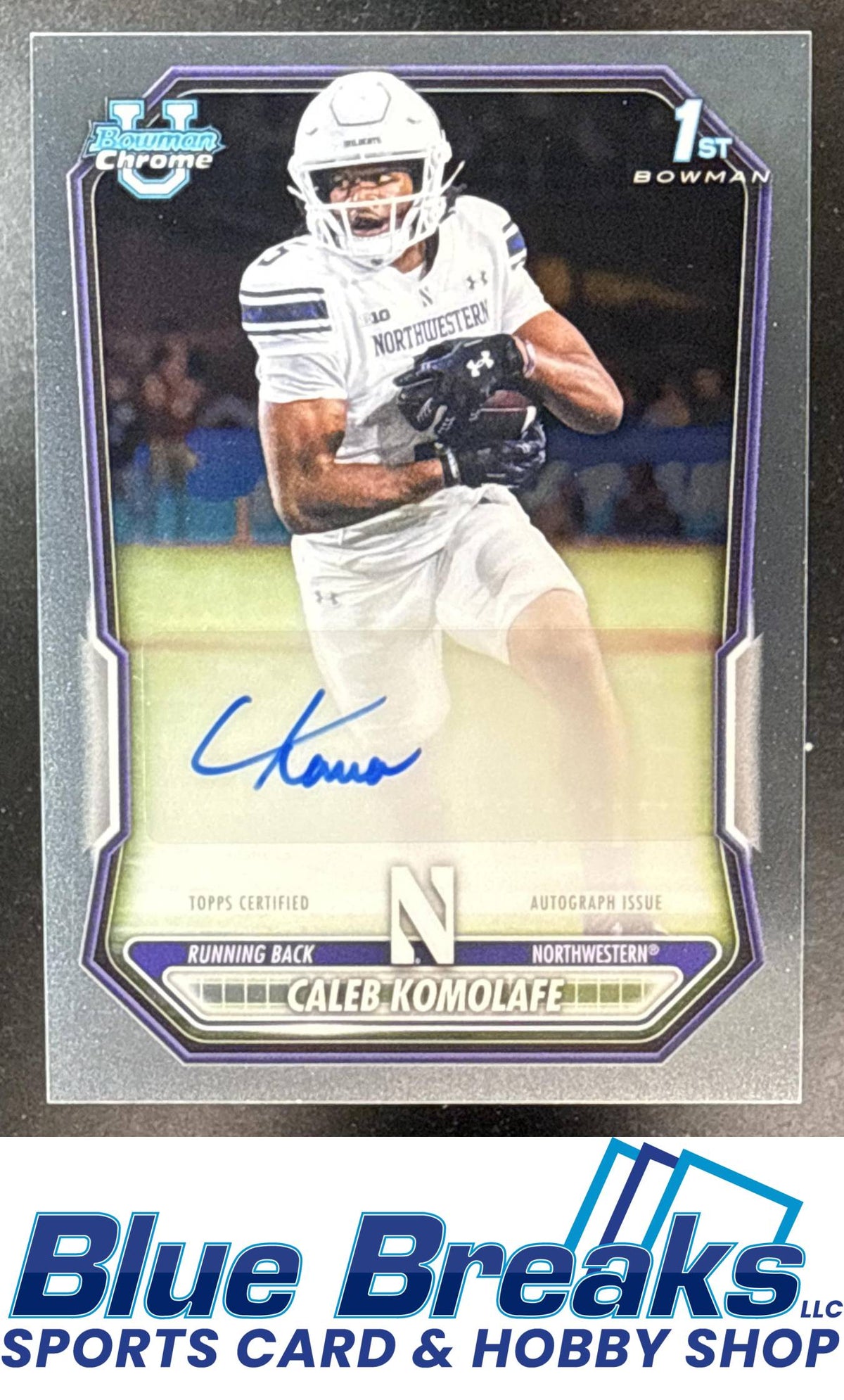 2026 Bowman Caleb Komolafe #BCPA-CKO Chrome Auto 1st Prospect Northwestern Wildcats