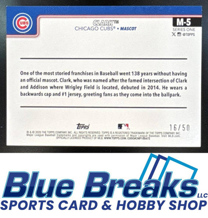 2025 Topps Mascots Gold Clark 16/50 #M-5 Chicago Cubs