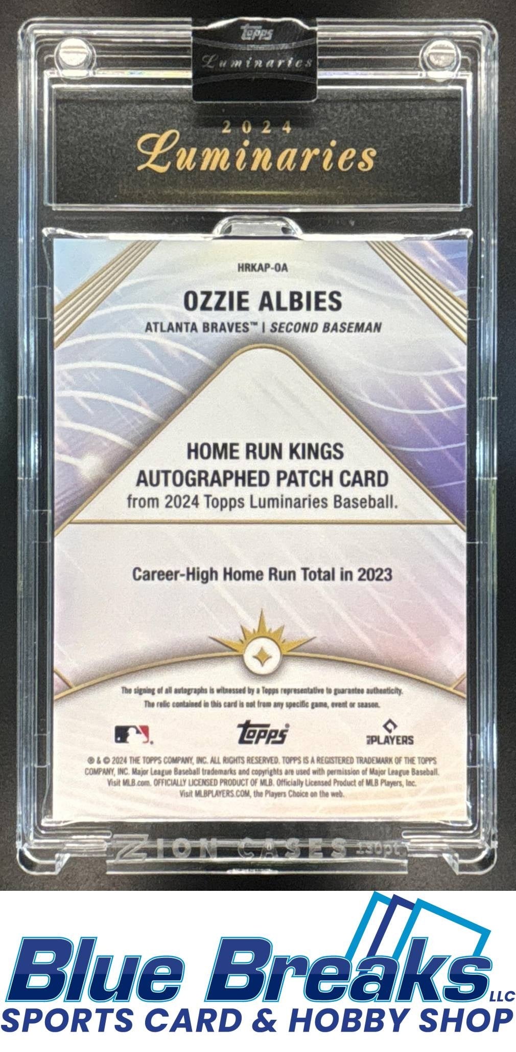 2024 Topps Luminaries Ozzie Albies #HRKAP-OA Home Run Kings Auto Patches 07/15 baseball Braves
