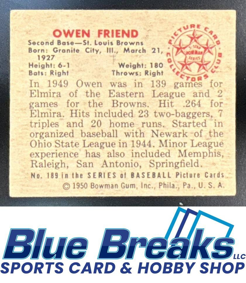 1950 Bowman Owen Friend #189 Browns