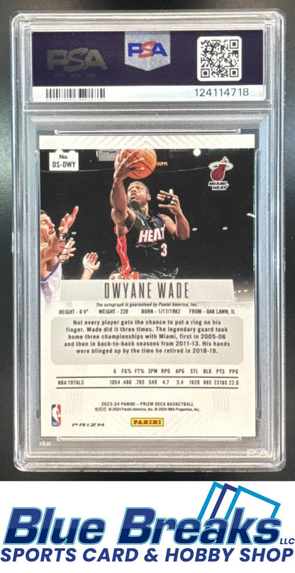 2023 Panini Prizm Deca Dwyane Wade #DS-DWY Signatures Gold Shimmer FOTL 01/10 Auto PSA 10 Miami Heat
