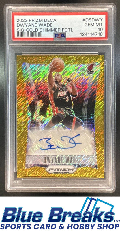 2023 Panini Prizm Deca Dwyane Wade #DS-DWY Signatures Gold Shimmer FOTL 01/10 Auto PSA 10 Miami Heat